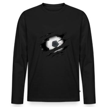 Fußball Trikot Fußballer Fussball Junge Kinder - Männer Premium Bio Langarmshirt - Schwarz - Vorne - Nico (187cm)