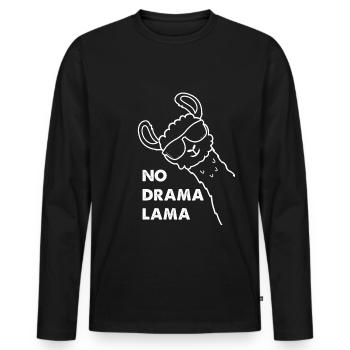 No Drama Lama Saying Funny Alpaca Gift - Men's Premium Organic Long Sleeve Shirt - black - Front - Nico (187cm)