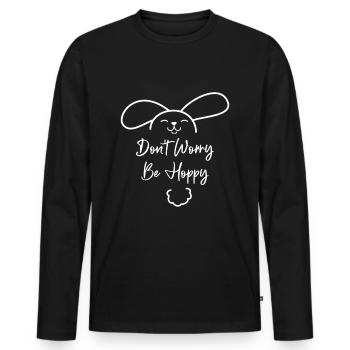 Ne t'inquiète pas sois houblonnée - T-shirt manches longues Premium bio Homme - noir - Devant - Nico (187cm)