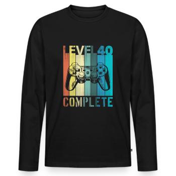 Men's 40th Birthday Young Man Level 40 Years - Men's Premium Organic Long Sleeve Shirt - black - Front - Nico (187cm)