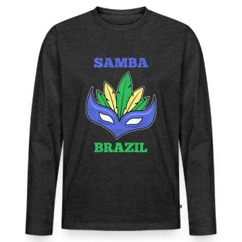 Samba Brazil Geschenk - Männer Premium Bio Langarmshirt - Anthrazit meliert - Vorne - Nico (187cm)
