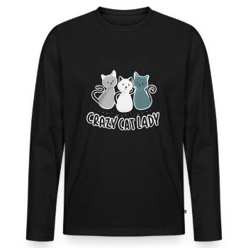 Crazy Cat Lady cat lady Catmom - Men's Premium Organic Long Sleeve Shirt - black - Front - Nico (187cm)