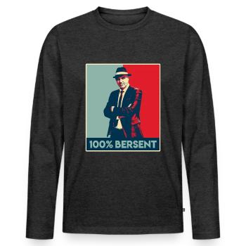 Chemise Alain Berset 100 Bersent - T-shirt manches longues Premium bio Homme - anthracite chiné - Devant - Nico (187cm)