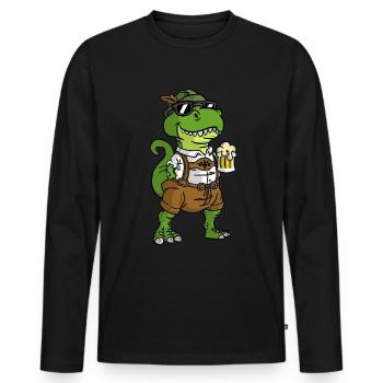 Dinosaurier trinken Bier T-Rex - Männer Premium Bio Langarmshirt - Schwarz - Vorne - Nico (187cm)
