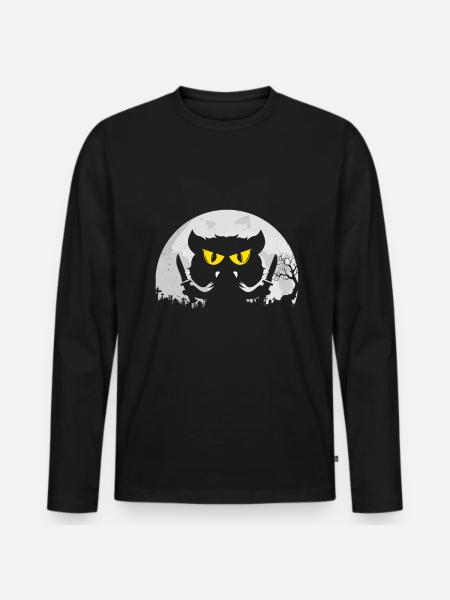 Cat saying gift Halloween - Men's Premium Organic Long Sleeve Shirt - black