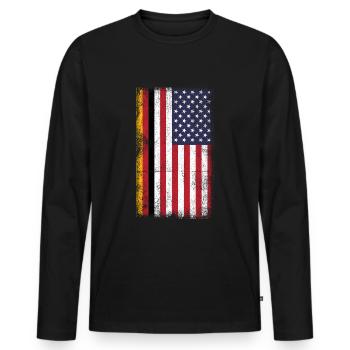 German American Flag USA German - Männer Premium Bio Langarmshirt - Schwarz - Vorne - Nico (187cm)