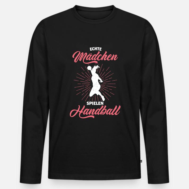Mädchen spielen Handball Geschenk - Männer Premium Bio Langarmshirt - Schwarz