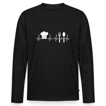 cook - Men's Premium Organic Long Sleeve Shirt - black - Front - Nico (187cm)