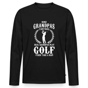 Real Grandpas Play Golf Grandpa Golfer Dad - Männer Premium Bio Langarmshirt - Schwarz - Vorne - Nico (187cm)