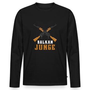 Balkan Boy Jebiga Brate - Men's Premium Organic Long Sleeve Shirt - black - Front - Nico (187cm)