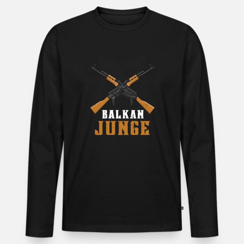 Balkan Junge Jebiga Brate - Männer Premium Bio Langarmshirt - Schwarz