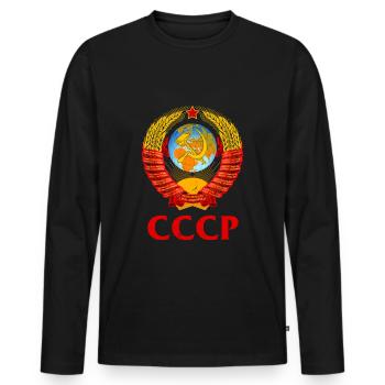 URSS Union soviétique Fière Russie - T-shirt manches longues Premium bio Homme - noir - Devant - Nico (187cm)