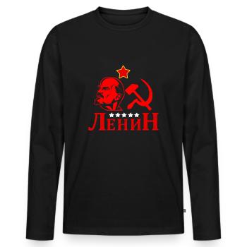 URSS Union soviétique Lénine Russie - T-shirt manches longues Premium bio Homme - noir - Devant - Nico (187cm)