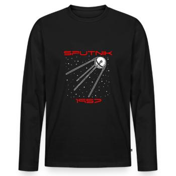 Idée cadeau Spoutnik URSS Union soviétique - T-shirt manches longues Premium bio Homme - noir - Devant - Nico (187cm)