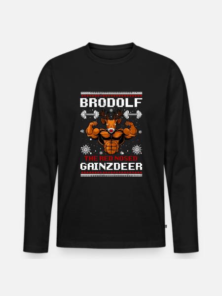The Red Nose Gainzdeer Funny Xmas - Men's Premium Organic Long Sleeve Shirt - black