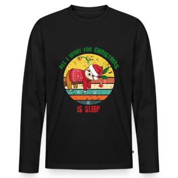 Sloth with Christmas sweater - Men's Premium Organic Long Sleeve Shirt - black - Front - Nico (187cm)