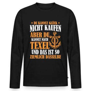 Texel Freude Anker Holland - Männer Premium Bio Langarmshirt - Schwarz - Vorne - Nico (187cm)