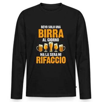 Bevo solo una Birra al Giorno ma la sera mi - Männer Premium Bio Langarmshirt - Schwarz - Vorne - Nico (187cm)