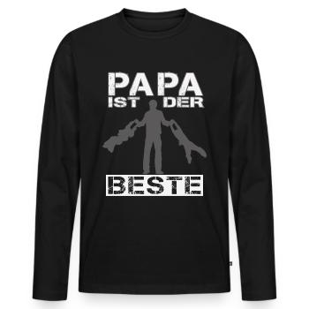 Papa ist der Beste - Männer Premium Bio Langarmshirt - Schwarz - Vorne - Nico (187cm)