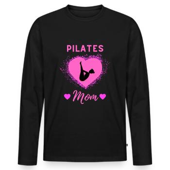 Maman pilates, Pilates Maman Amour - T-shirt manches longues Premium bio Homme - noir - Devant - Nico (187cm)