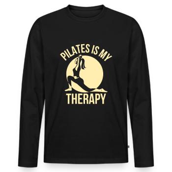 Funny Pilates - Pilates Is My Therapy - Men's Premium Organic Long Sleeve Shirt - black - Front - Nico (187cm)