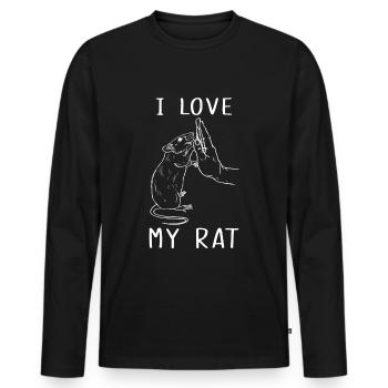 I Love My Rat Rat Sweater I Love My Rat - Men's Premium Organic Long Sleeve Shirt - black - Front - Nico (187cm)