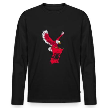 Albanie Drapeau Kosovo Shqiptar Drapeau Kuq E - T-shirt manches longues Premium bio Homme - noir - Devant - Nico (187cm)