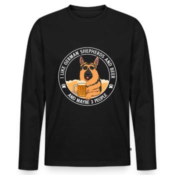 German Shepherds And beer, I like that - Men's Premium Organic Long Sleeve Shirt - black - Front - Nico (187cm)