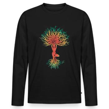 Yoga Pose Arbre de vie Namaste Méditation - T-shirt manches longues Premium bio Homme - noir - Devant - Nico (187cm)