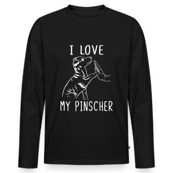 I Love My Pinscher Ich Liebe Meinen Pinscher - Männer Premium Bio Langarmshirt - Schwarz - Vorne - Nico (187cm)