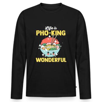 La vie est Pho-King Ramen tenue anime - T-shirt manches longues Premium bio Homme - noir - Devant - Nico (187cm)