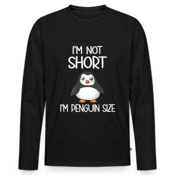 I'm Not Short I'm Penguin Size - Männer Premium Bio Langarmshirt - Schwarz - Vorne - Nico (187cm)