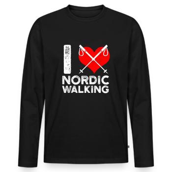 Nordic Walking Poles Trekking - Men's Premium Organic Long Sleeve Shirt - black - Front - Nico (187cm)