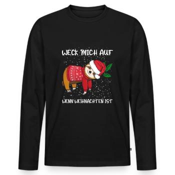 Faultier weck mich auf wenn weihnachten ist - Männer Premium Bio Langarmshirt - Schwarz - Vorne - Nico (187cm)
