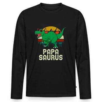 Papa Saurus Rex Papa Dinosaur Papasaurus - Men's Premium Organic Long Sleeve Shirt - black - Front - Nico (187cm)