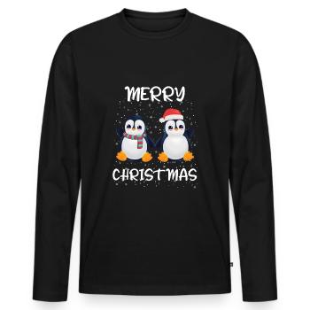 Merry Christmas - T-shirt manches longues Premium bio Homme - noir - Devant - Nico (187cm)