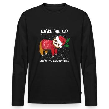 Wake Me Up When It's Christmas - Männer Premium Bio Langarmshirt - Schwarz - Vorne - Nico (187cm)