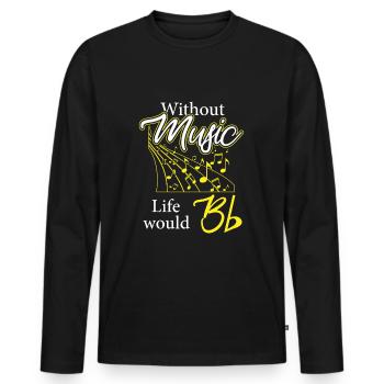 Sans musique, la vie serait plate - T-shirt manches longues Premium bio Homme - noir - Devant - Nico (187cm)