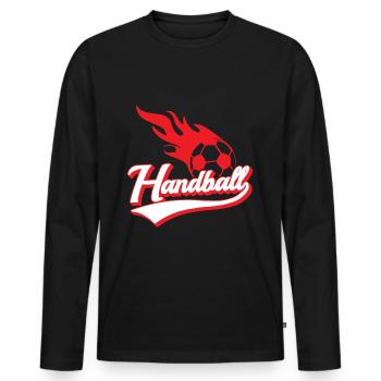 Handball - conception de handball - T-shirt manches longues Premium bio Homme - noir - Devant - Nico (187cm)