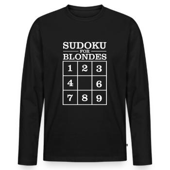 Sudoku für Blondinen - Lustiges Brettspieler-Gesch - Männer Premium Bio Langarmshirt - Schwarz - Vorne - Nico (187cm)