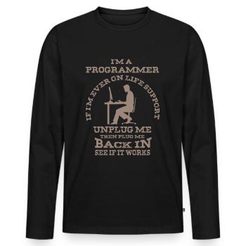 Je suis un programmeur - programme informatique drôle - T-shirt manches longues Premium bio Homme - noir - Devant - Nico (187cm)