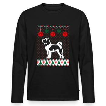 Chien Akita de Noël - T-shirt manches longues Premium bio Homme - noir - Devant - Nico (187cm)