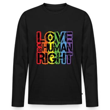 Liebe ist ein Menschenrecht - Regenbogen-LGBT-Herz - Männer Premium Bio Langarmshirt - Schwarz - Vorne - Nico (187cm)