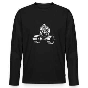 Viking Haltérophilie Fitness Gym Deadlift - T-shirt manches longues Premium bio Homme - noir - Devant - Nico (187cm)