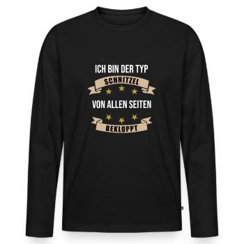 Typ Schnitzel Fleisch Essen Lustiger Spruch - Männer Premium Bio Langarmshirt - Schwarz - Vorne - Nico (187cm)