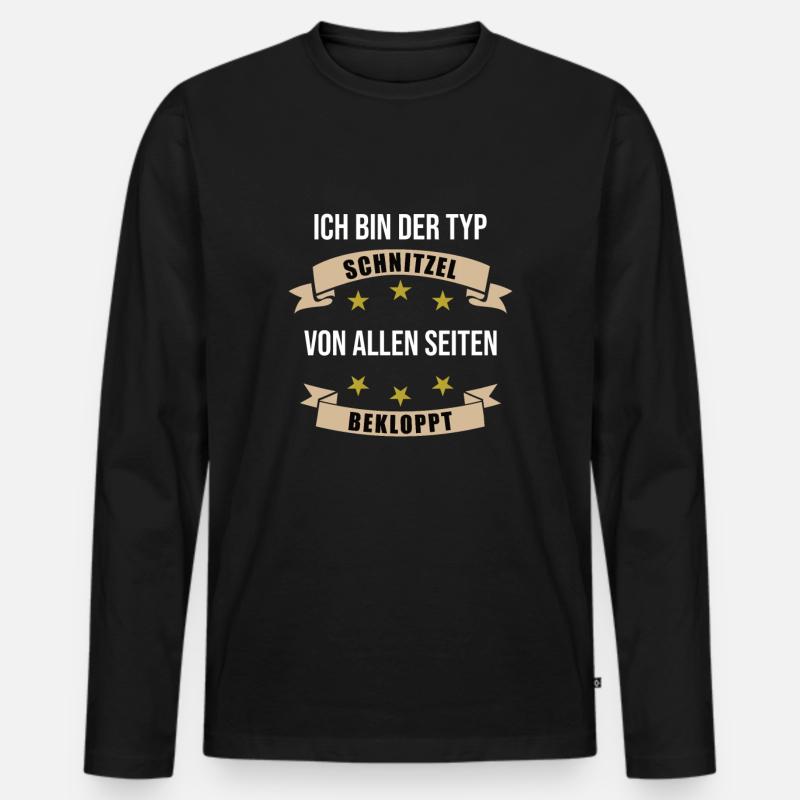 Typ Schnitzel Fleisch Essen Lustiger Spruch - Männer Premium Bio Langarmshirt - Schwarz