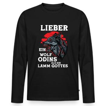 Wikinger Wölfe Odin Walhalla Wolf Geschenk Spruch - Männer Premium Bio Langarmshirt - Schwarz - Vorne - Nico (187cm)