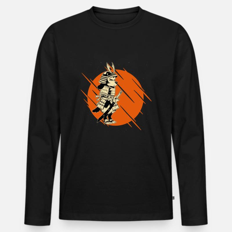 Samurai Hund Tier - Männer Premium Bio Langarmshirt - Schwarz