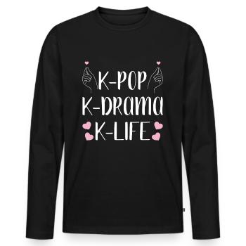 K-Drama Kdrama Drame coréen Corée Hallyu K-Drama - T-shirt manches longues Premium bio Homme - noir - Devant - Nico (187cm)