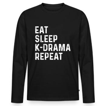 K-Drama Kdrama Drame coréen Corée Hallyu K-Drama - T-shirt manches longues Premium bio Homme - noir - Devant - Nico (187cm)